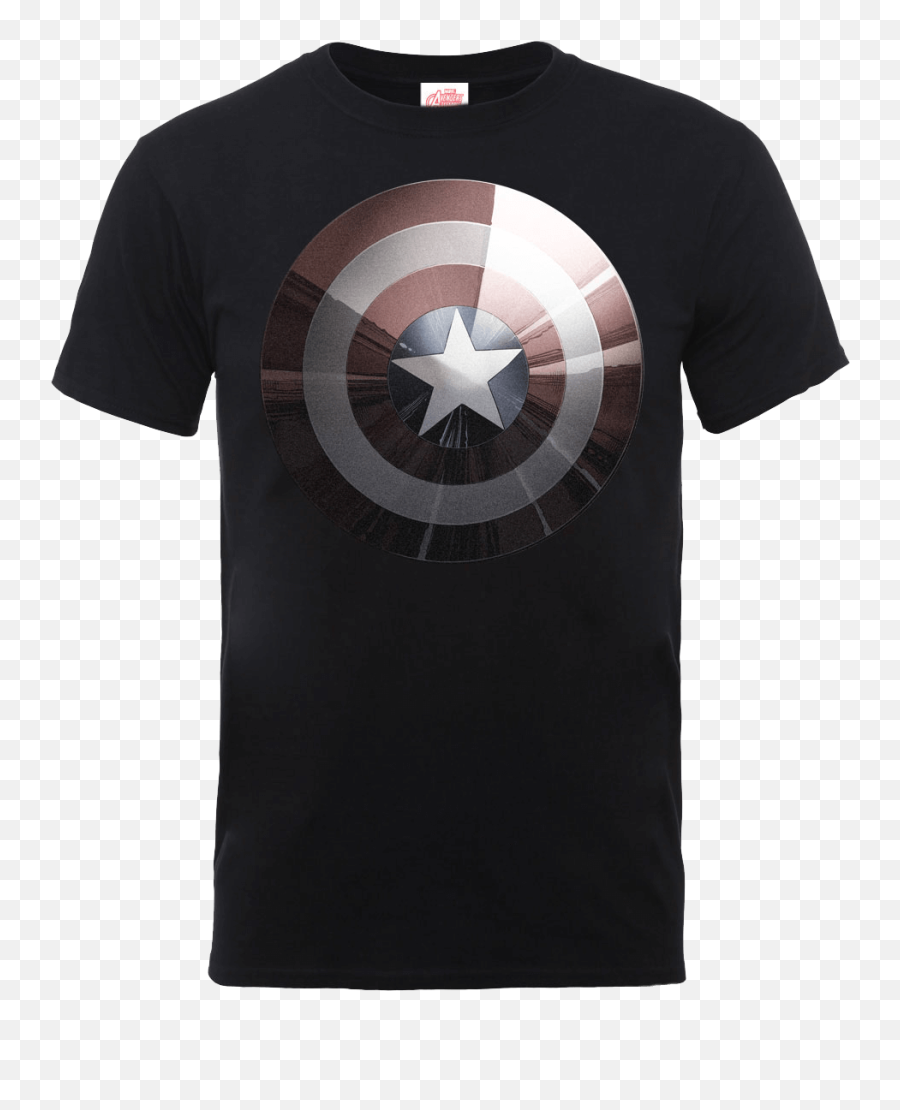 Marvel Avengers Assemble Captain America Shield Shiny T - Shirt Black Camiseta Capitan America Zavvi Emoji,Captain America Emoji