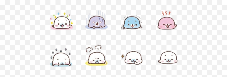 Cute Kawaii Seal Mamegoma White Emoji,Cute Emotions