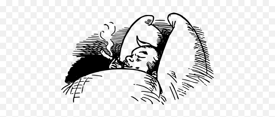 Man With Cigarette In Bed Vector Graphics - Vector Graphics Emoji,Sleepy Emoticon