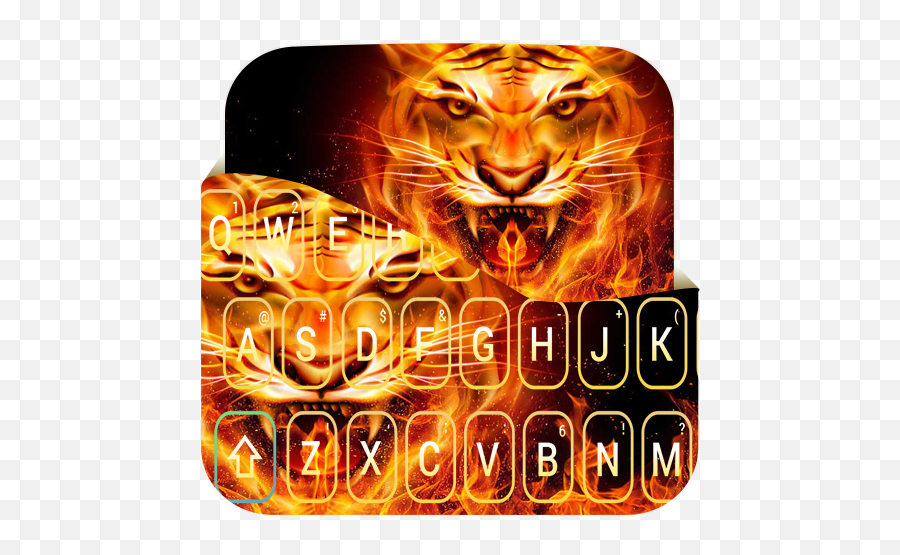 Fire Tiger Keyboard Theme Lietotnes - Bengal Tiger Emoji,Tiger Emoji
