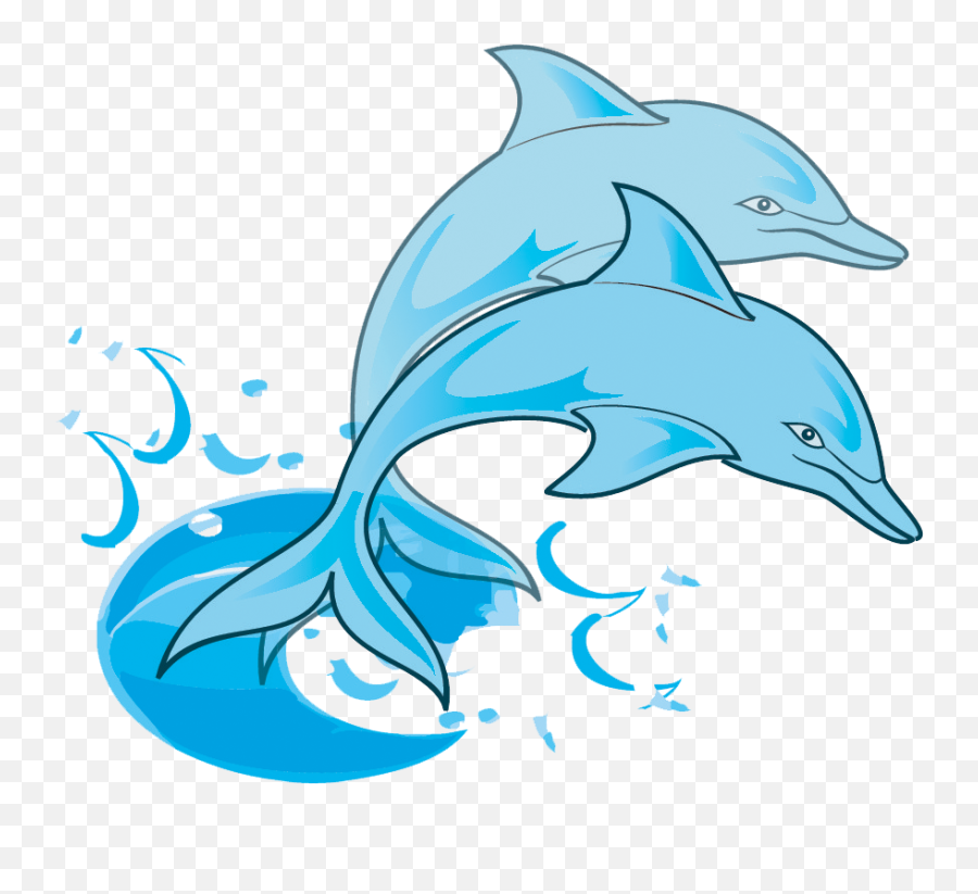 Dolphins Emerge From Water Clipart - Swimming With Dolphins Clipart Emoji,Dolphin Emoji