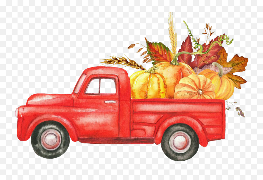 Thankful Greatful Blessed November Thanksgivingredtruck - Red Truck With Pumpkins Emoji,Thankful Emoji