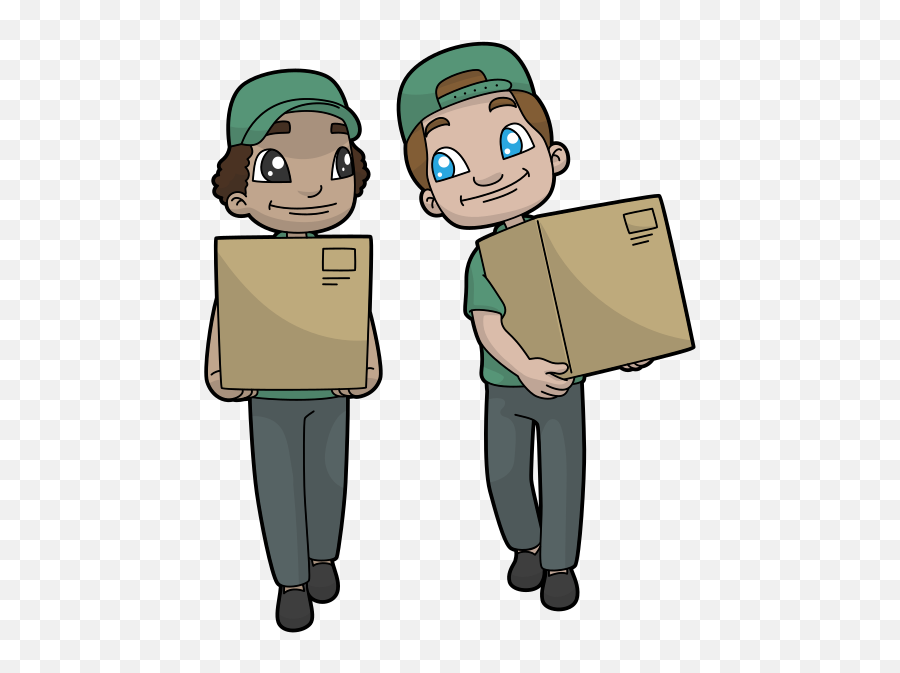 Cartoon Delivery Workers Carrying - Workers Carrying Boxes Cartoon Emoji,Briefcase Paper Emoji