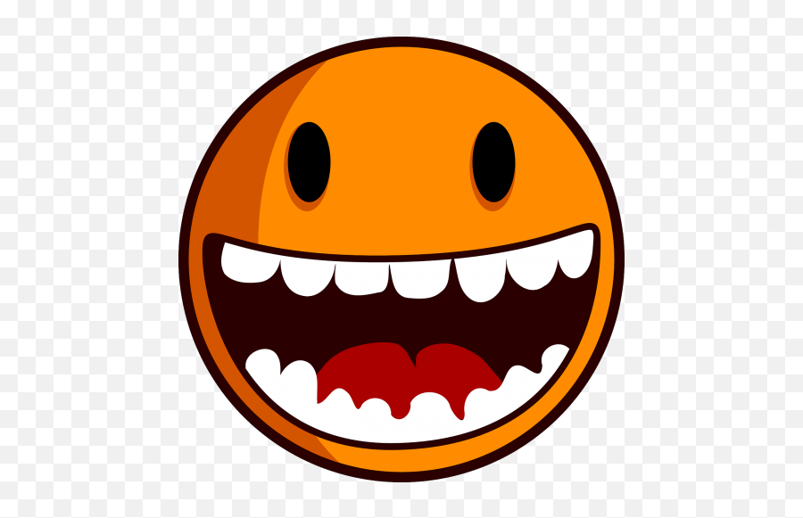 Smiley Laughing Face Teeth Orange - Funny Faces Clipart Emoji,Teeth Emoticon