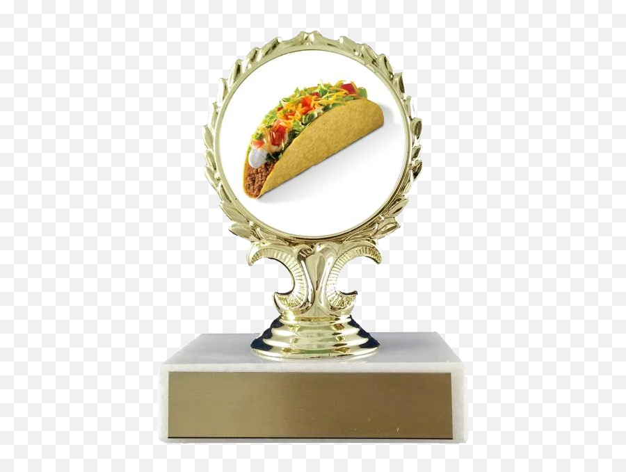 Taco Logo Trophy On Flat White Marble - Taco Bell Trophy Emoji,Tacos Emoji