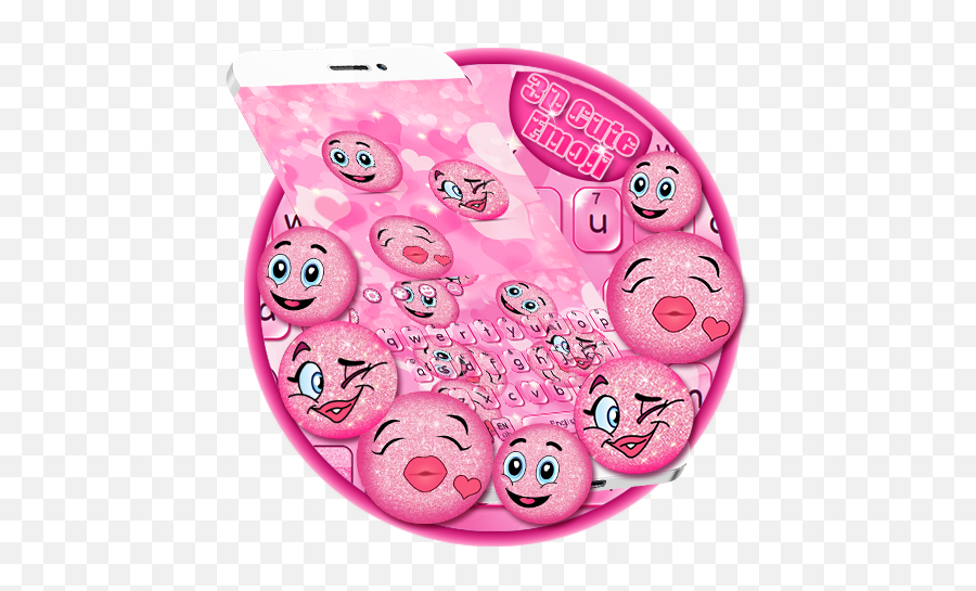 Animated Cute Pink Glitter Emoji Keyboard Theme - Mobile Phone,Galaxy S5 Emojis