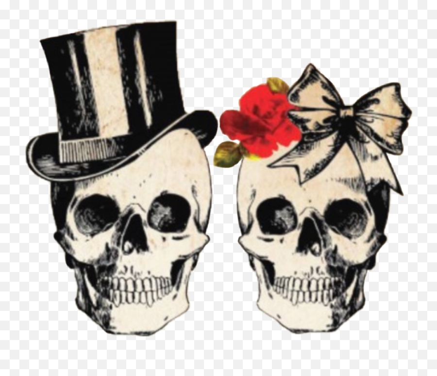 Couple Man Woman Husband Wife Bow Rose - Husband And Wife Skull Emoji,Man And Skull Emoji