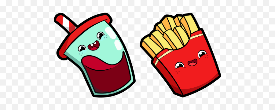 Cute Soft Drink And Fries Cursor - Clip Art Emoji,Cute Emotions