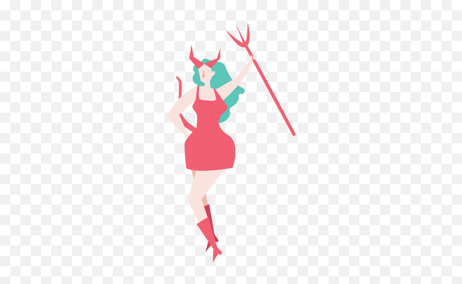 Woman With Horns Pitchfork - Transparent Png U0026 Svg Vector File Illustration Emoji,Emoticon Devil Horns