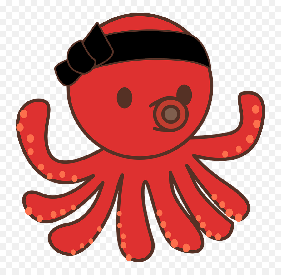 Octopus With A Headband Clipart - Octopus Animated Emoji,Octopus Emoji