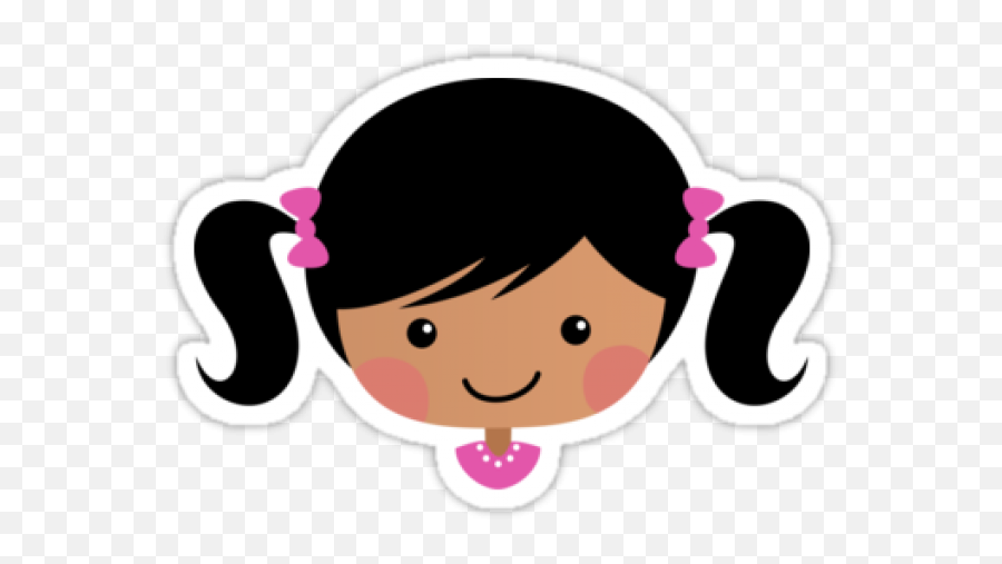 Pink Hair Clipart Pigtail Hair - Girl With Pigtails Cartoon Emoji,Pink Hair Emoji