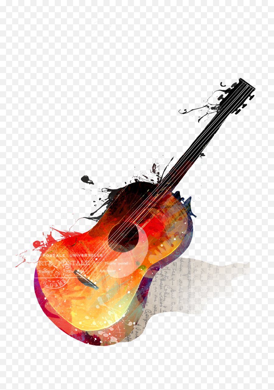 Guitar Musical Watercolor Instrument - Music Instruments Png Emoji,Violin Emoticon