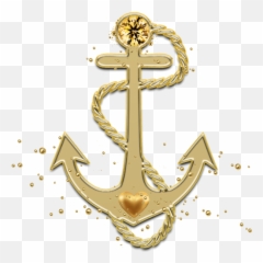 Anchors Golden Metallic Anker - Cute No Background Emoji
