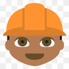 Construction Worker Medium Dark Skin Tone Emoji Emoticon - Engineer Orange Helmet Emoji,Emoji Skin Tone
