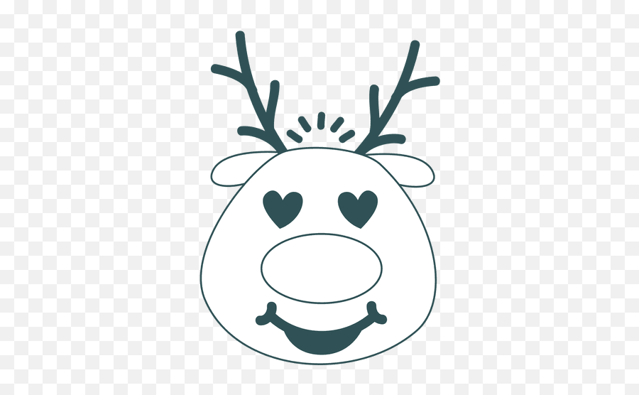 Heart Eyes Reindeer Face Green Stroke - Santa Claus With Heart Emoji,Green Heart Emoticon
