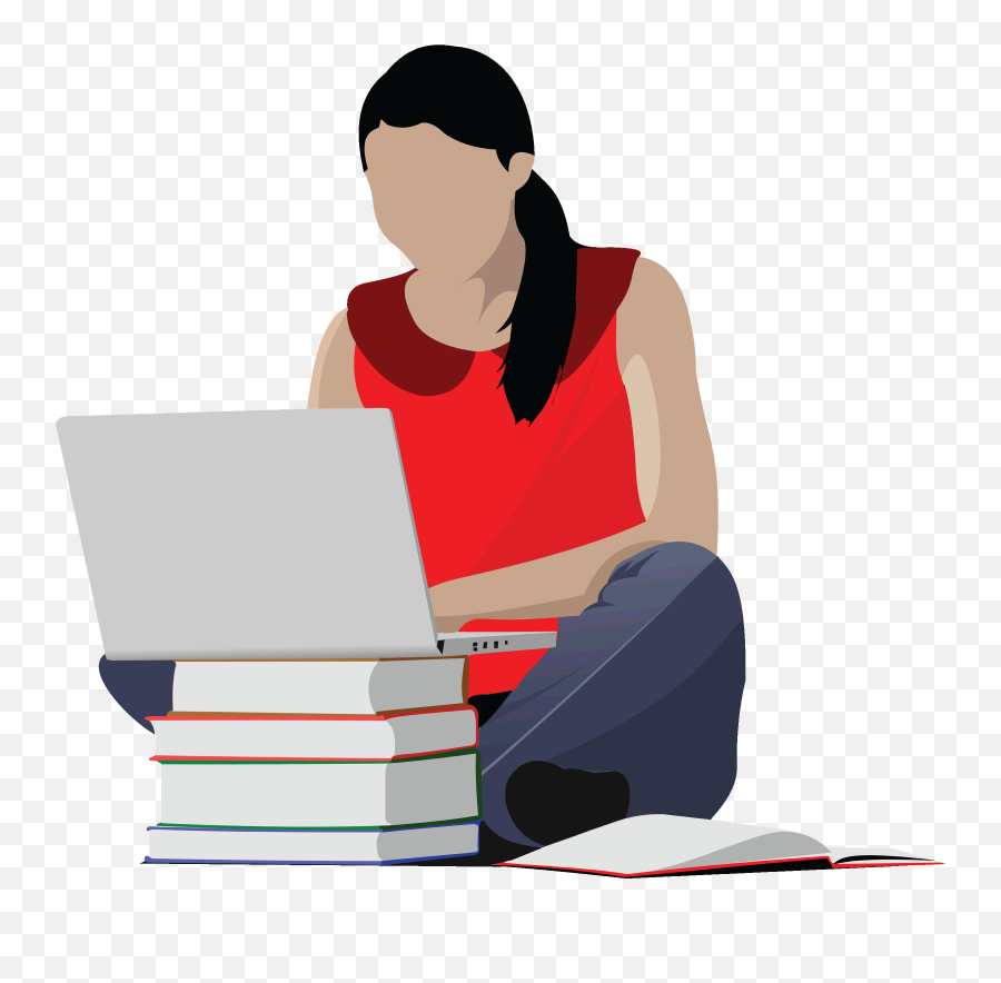 College Girl Studying Clipart Clipart - College Student Clipart Emoji,School Girl Emoji