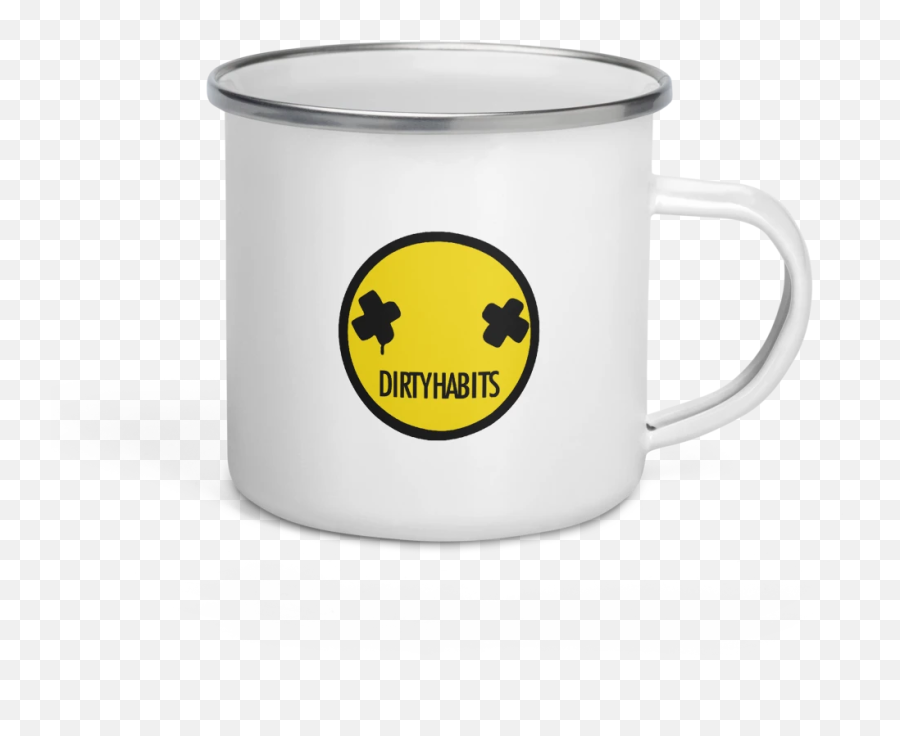 Dirty Habits Enamel Mug - Enamel Coffee Mug Damage Emoji,Dirty Emoticon