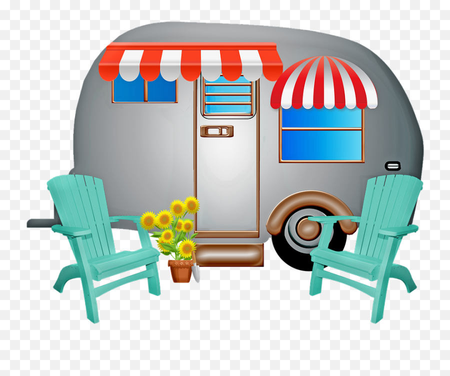 Caravan Trailer Vintage - Clipart Cartoon Caravan Emoji,Travel Trailer Emoji