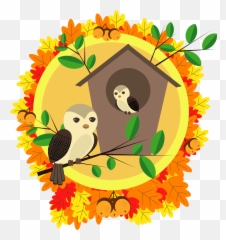 Autumn Vector Clipart Image - Birds Emoji