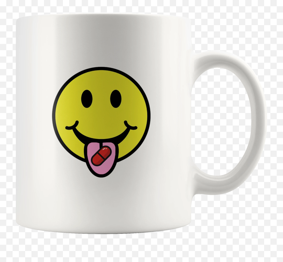 Red Pill Smiley Mug - Smiley Face With Tongue Sticking Emoji,Emoticon Mug