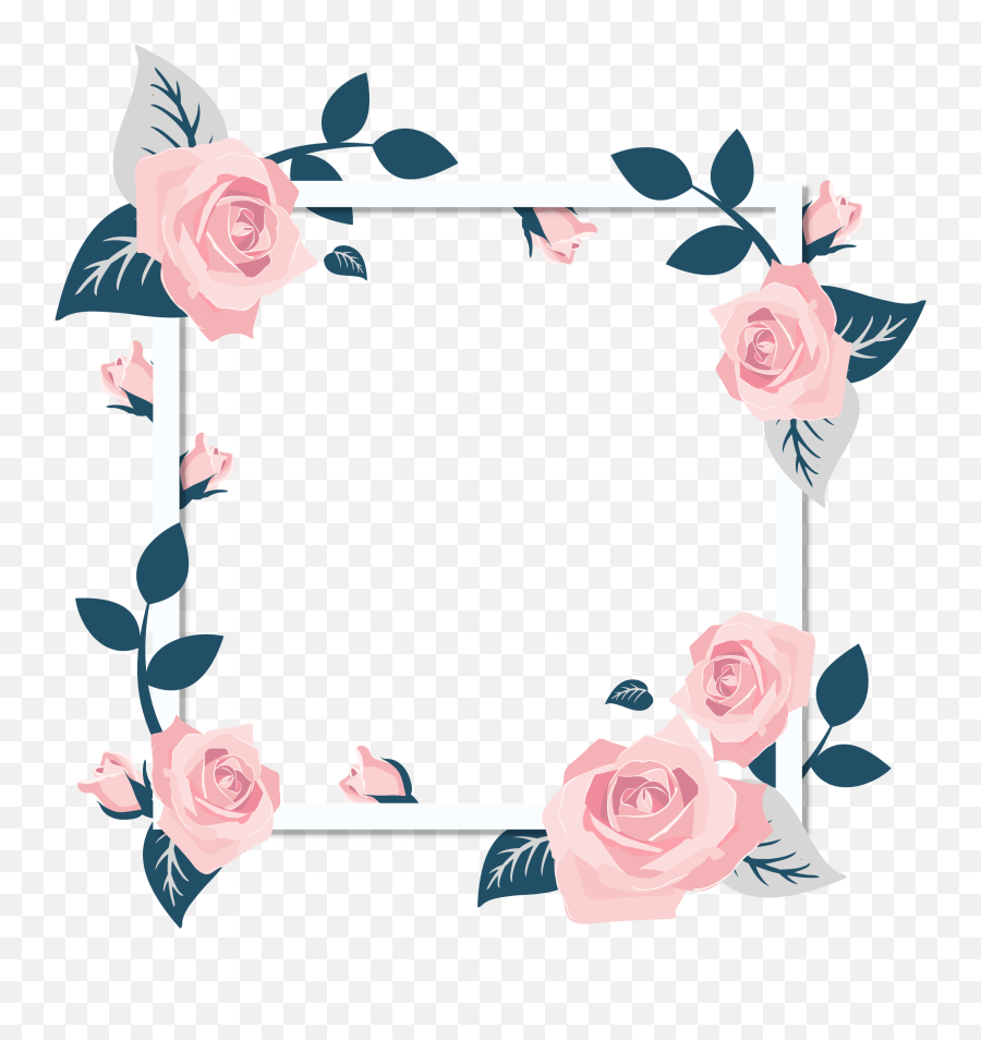 Download Pink Flower Romantic Damask Rose Invitation Bunny - Wedding Invitation Frame Png Emoji,Roses Emoticon