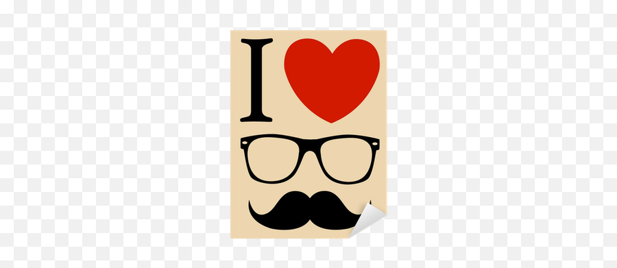 Print I Love Hipster Glasses And Mustaches Vector Background Sticker U2022 Pixers - We Live To Change Pacific Islands Club Guam Emoji,Moustache Emoticon