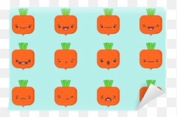 Set Of Vector Kawaii Carrot Emoticons - Pumpkin Emoji,Kawaii Emoticon