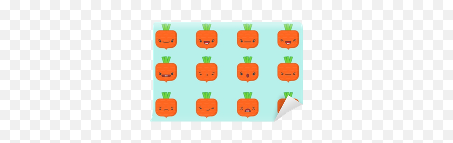 Set Of Vector Kawaii Carrot Emoticons - Pumpkin Emoji,Kawaii Emoticon