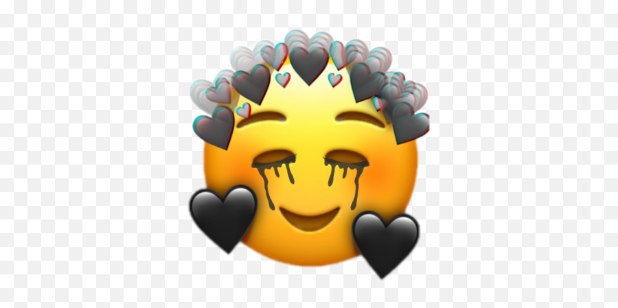 Emoji Sticker Customemoji Sadedit - Black Hearts Over Head,Emoji Sticker