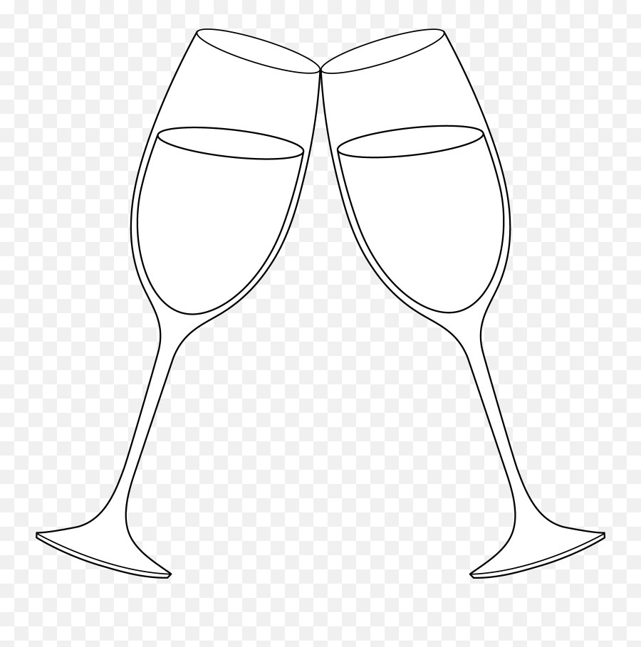 Wine Glass Clipart Black And White Png - White Champagne Glass Png Emoji,White Wine Emoji