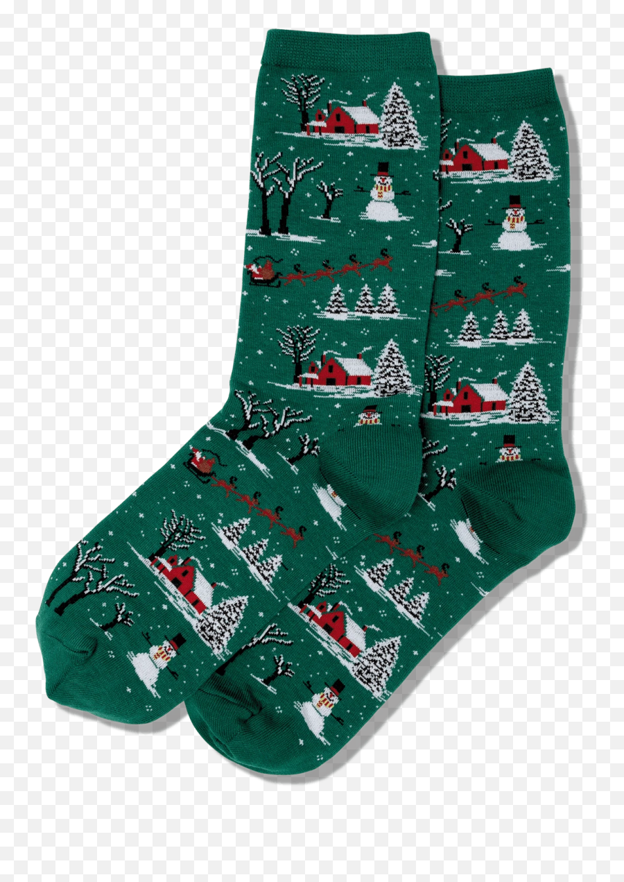 Womens Christmas Scene Crew Socks - Sock Emoji,Facebook Christmas Tree Emoticon