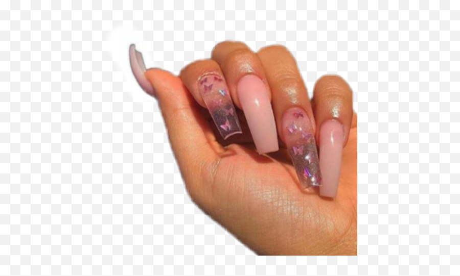 Nails Pinks Pinks Pnga - Butterfly Clear Acrylic Nails Emoji,Emoji Manicure