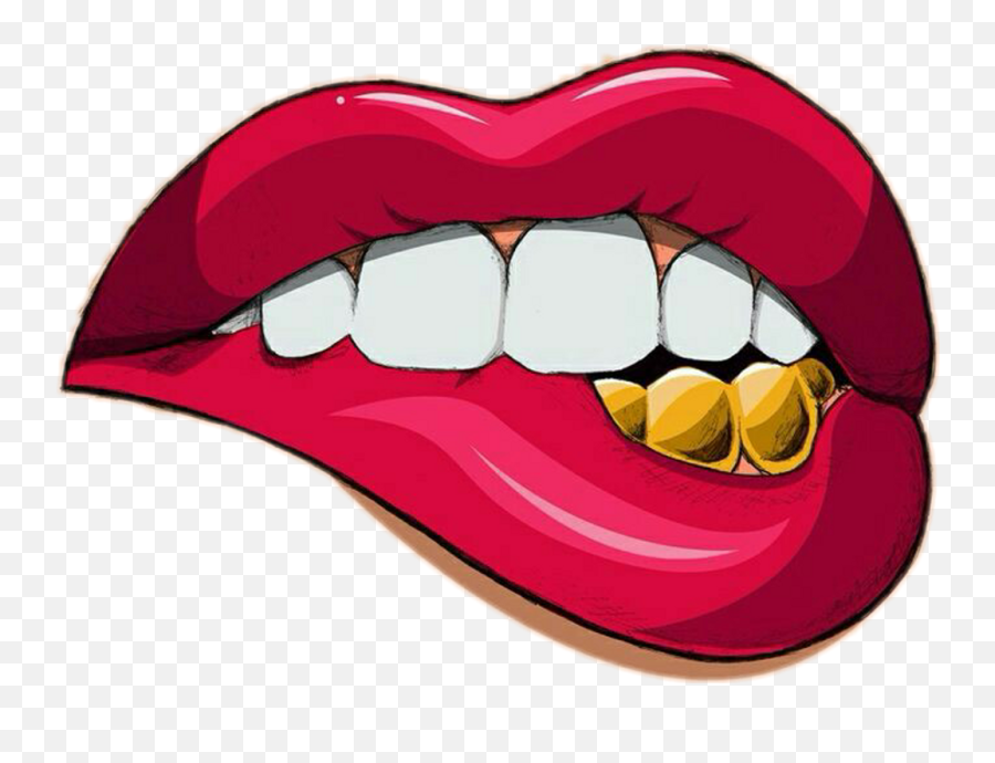 Braces Clipart - Transparent Lips With Gold Teeth Emoji,Braces Emoji Iphone