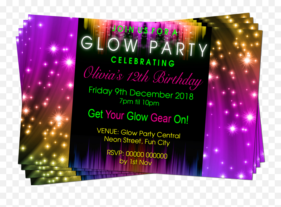 Grandwazoodesign Invitations Birthdays - Invitacion De Estrellas Neon Emoji,Emoji Pool Party
