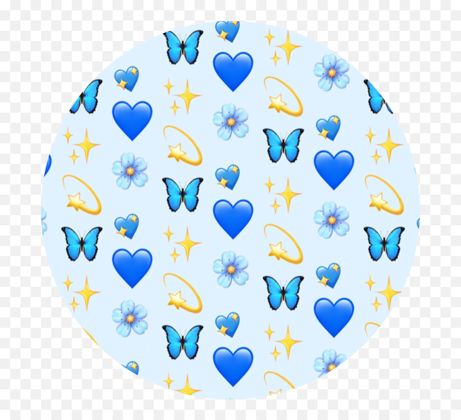 Emoji Background Stars Hearts Sticker - Aesthetic Blue Emoji Background,Blue Circle Emoji