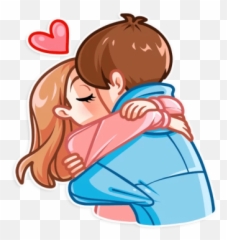 Boyfriends Love Heart Couple Hug - Love Story Stickers Telegram Emoji,Hug And Kiss Emoji