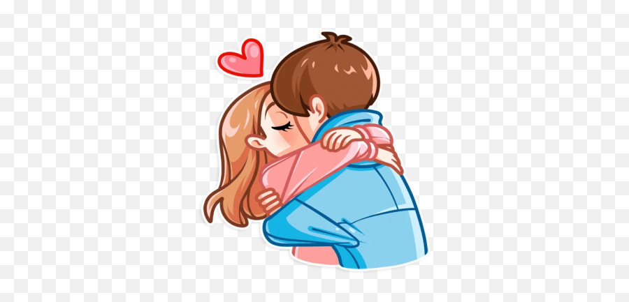 Boyfriends Love Heart Couple Hug - Love Story Stickers Telegram Emoji,Hug And Kiss Emoji