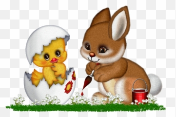 Easter Bunny And Chicken Clipart Png - Happy Eastern Emoji