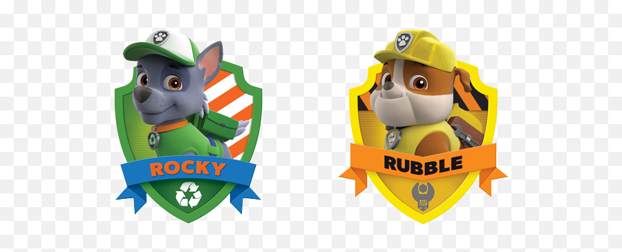Rocky And Rubble Paw Patrol Badges - Rocky Rubble Paw Patrol Emoji,Rocky Emoji