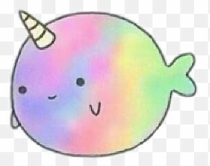 Download Unicorn Tumblr Whale Rainbow Emoji Sticker Cute - Rainbow Whale Cute,Narwhal Emoji