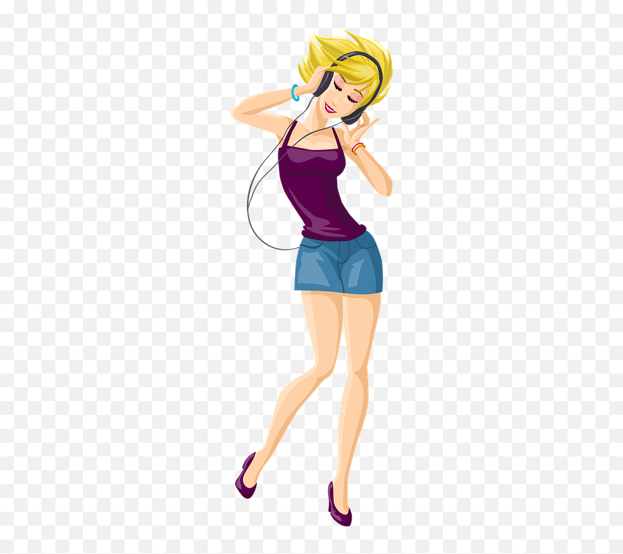 Disco Girl Sexy - Girl Listening To Music Png Emoji,Dancing Girls Emoji
