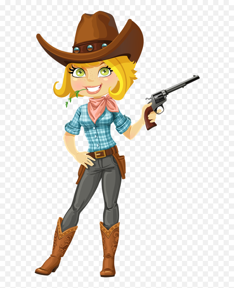 Cowboy Silhouette Clip Art - Cowboy And Cowgirl Emoji Png Cowgirl Cartoon With Guns,Cowboy Hat Emoji
