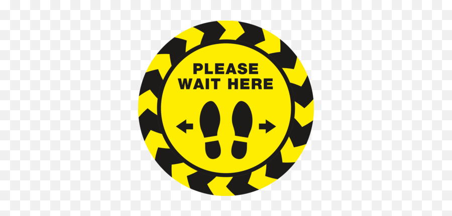 Avery - Large Semigloss Vinyl Social Distancing Floor Stop Please Wait Here Floor Sign Emoji,Wait Emoji