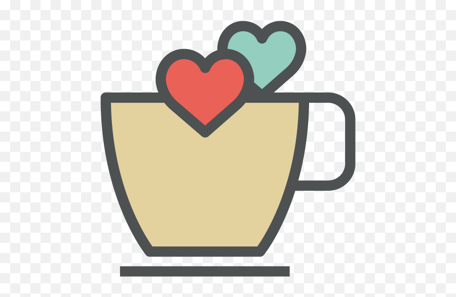 Icon Of Flat Line Valentine Icons - Café Com Coração Png Emoji,Coffee And Broken Heart Emoji