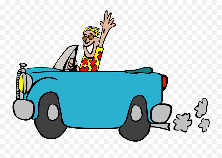 Old Man Drive Vintage Car Car Emission - Driving Car Clip Art Emoji,Old Man Boy Ghost Emoji