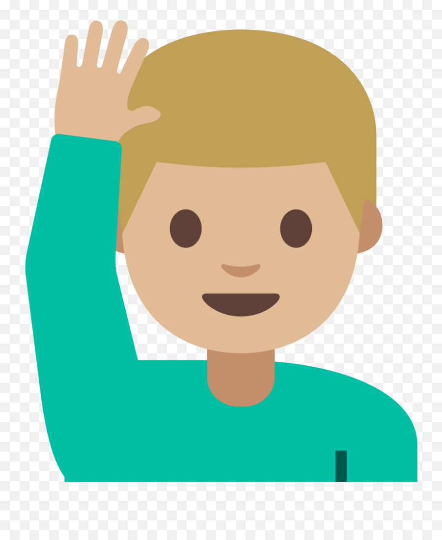 Fileemoji U1f64b 1f3fc 200d 2642svg - Wikimedia Commons Raise Hand Icon Png Kid,Hand On Head Emoji