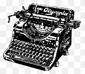 Typewriter Type Writer Mechanical Old - Typewriter Black And White Drawing Emoji,Key Emoticon