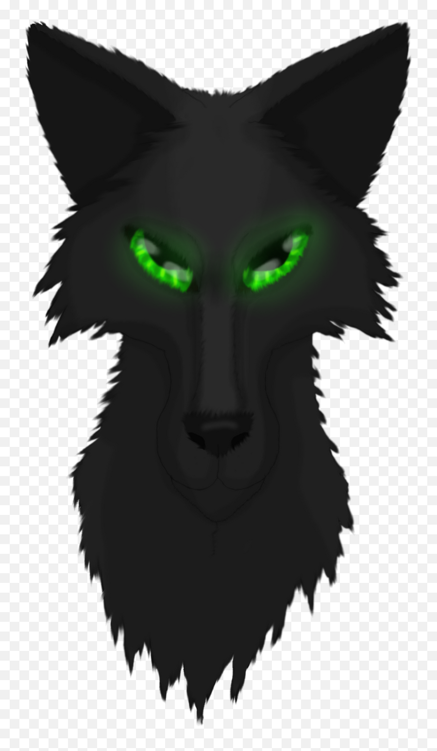Black Wolf With Green Eyes - Cat Yawns Emoji,Xo Emoticons