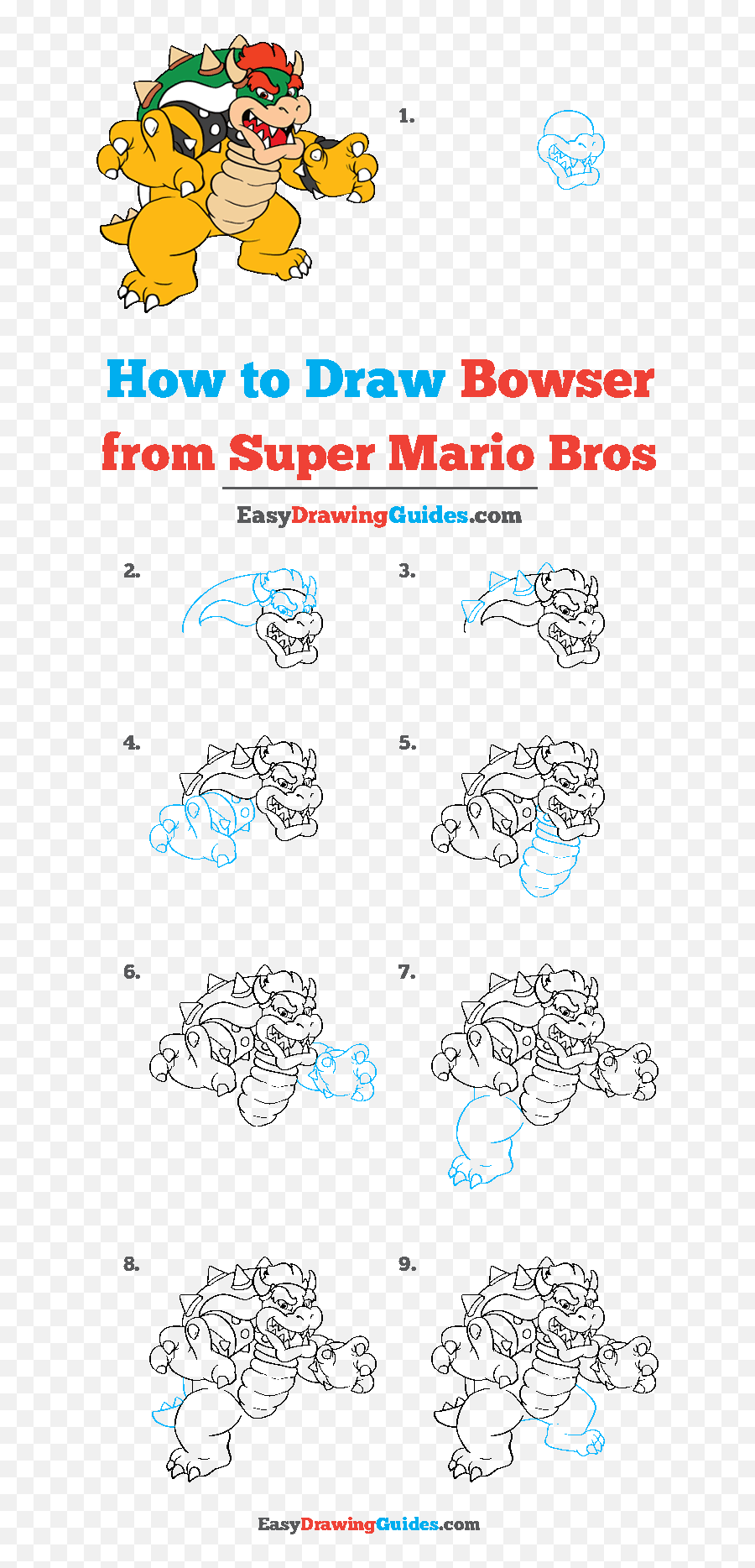 Draw Bowser From Super Mario Bros - Draw Bowser Step By Step Emoji,Bowser Emoji