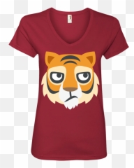 Tiger Face Emoji Ladies V